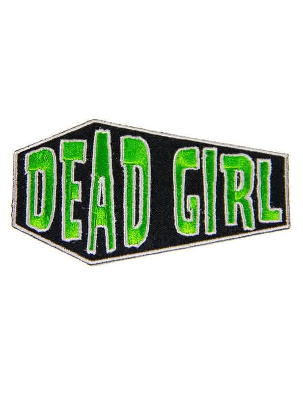 Patch gotic Dead Girl pentru femeie verde și negru în formă de sicriu
