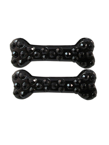 Set de agrafe de păr gotice Kreepsville Bone cu pietre strălucitoare negre 