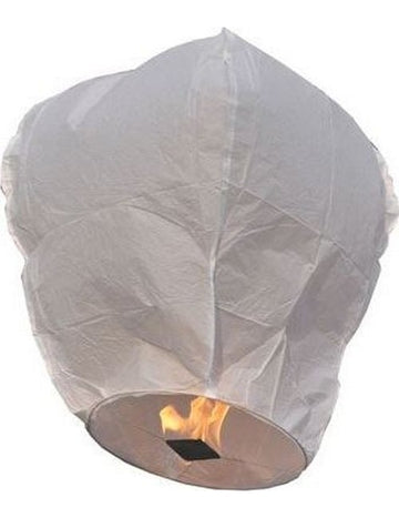 Lampion zburător alb din hârtie ignifugă 1m 