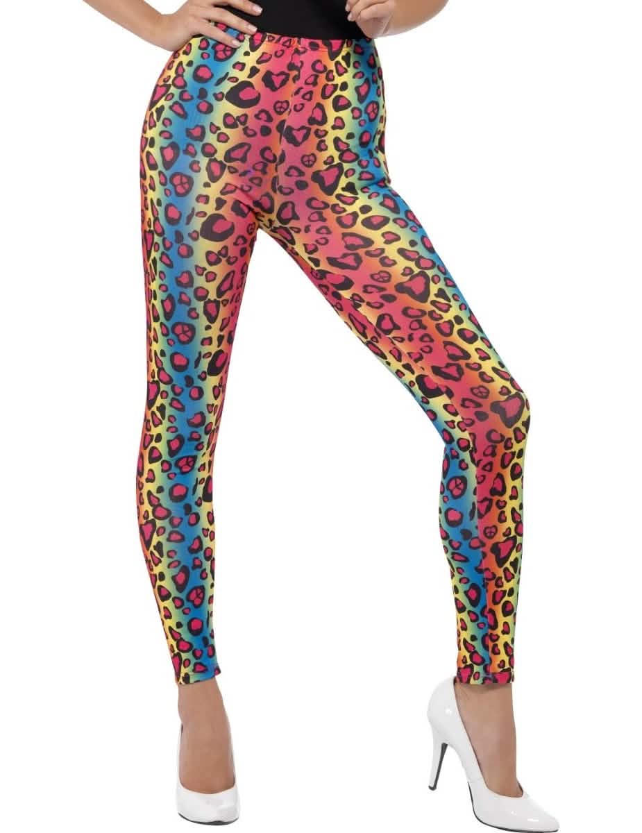 Colanți leopard pentru adult multicolor arc-en-ciel