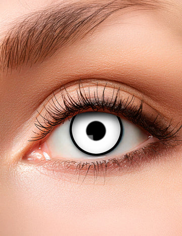 Lentilles fantaisie blanche et noire pour adulte à contour noir