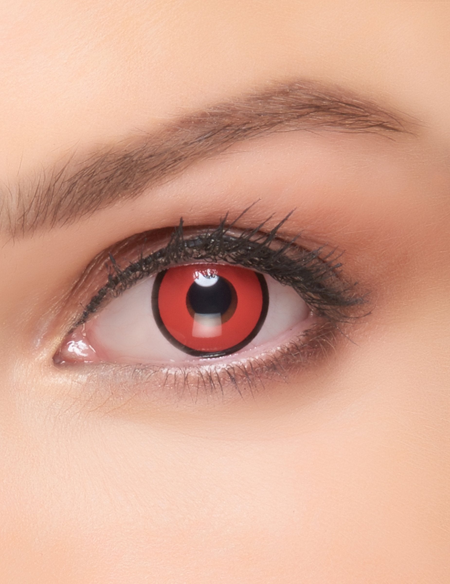 Lentilles fantaisie rouge et noire pour adulte 1 an avec contour noir