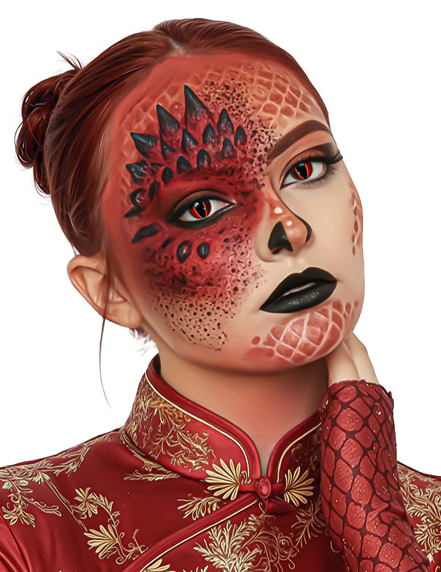 Lentile de contact roșii cu ochi de dragon 3 luni adult