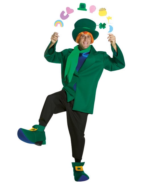 Déguisement de Leprechaun pour homme vert et noir avec haut-de-forme