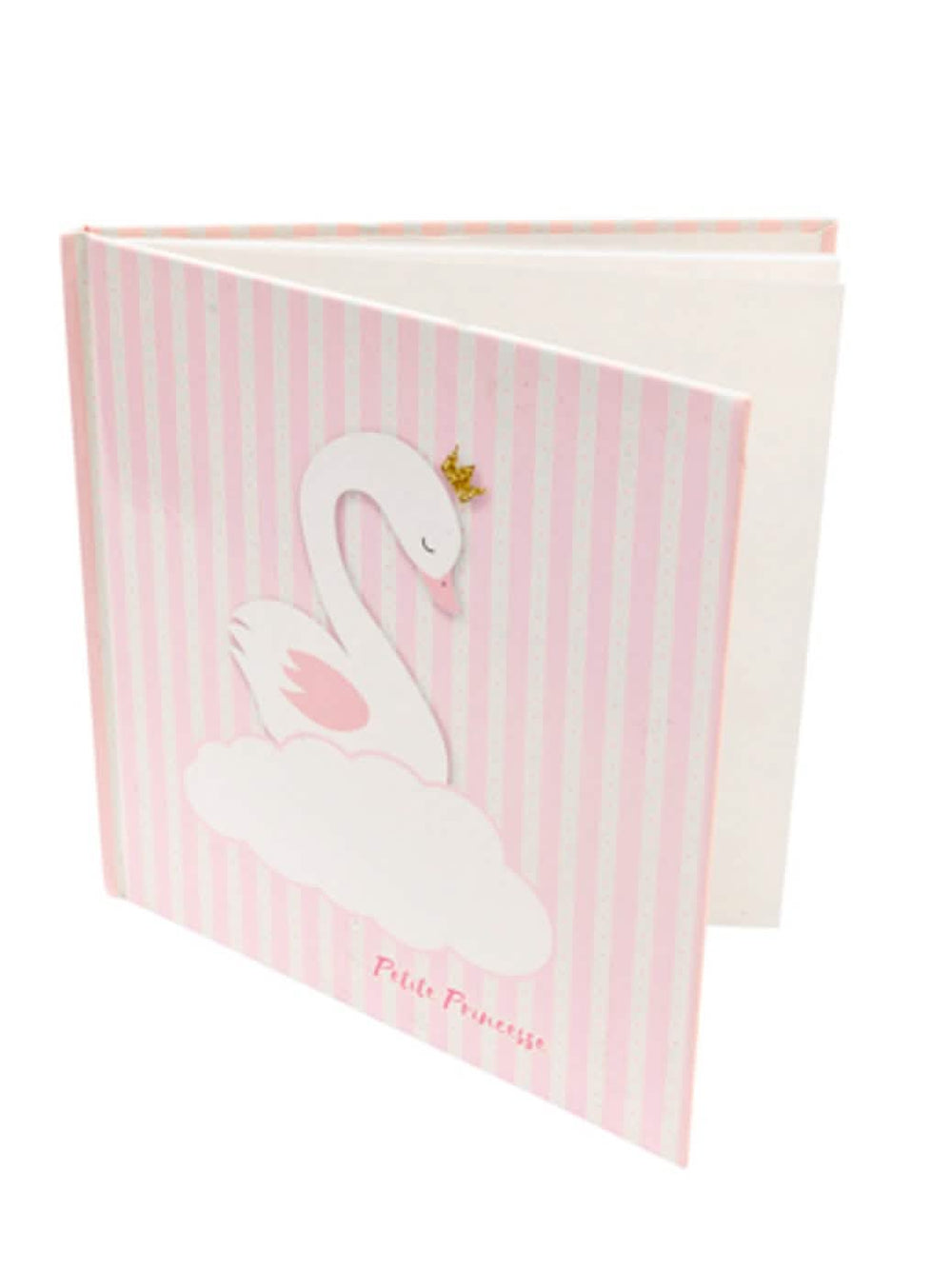 Carte de oaspeți lebădă mică prințesă pentru baby shower roz cu dungi