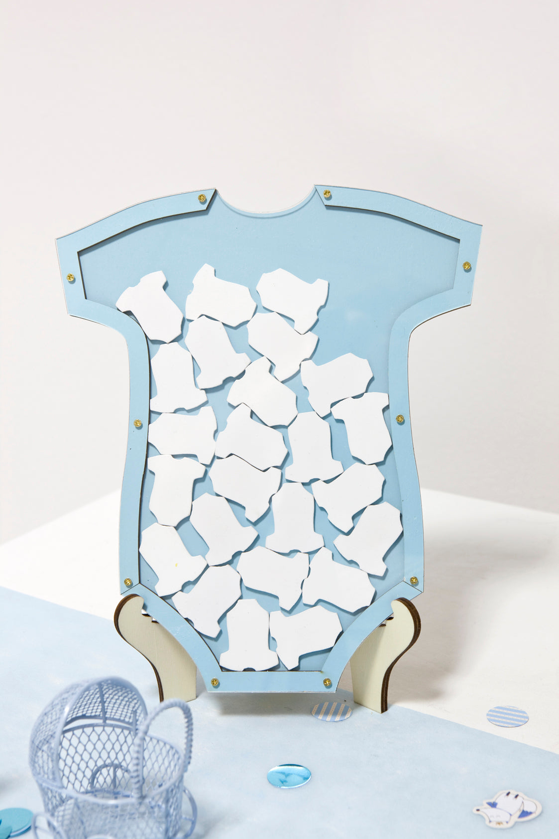 Ramă pentru cartea de oaspeți din lemn albastru, formată din 24 de piese