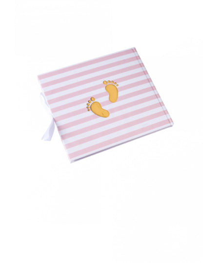 Carte de oaspeți mică și minunată, cu dungi roz și garnituri aurii, 22 x 19,5 cm cm 68 de pagini