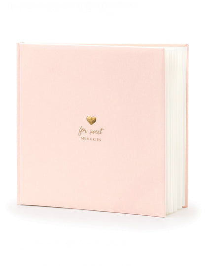 Livre d'or mariage romantique pour mariage rose poudré et or avec petit cœur doré