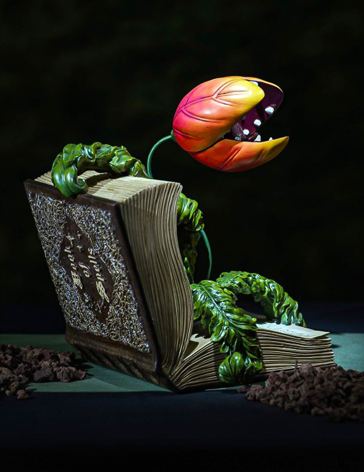 Livre décoratif en résine avec plante carnivore 29 x 25 x 29 cm