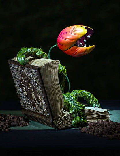 Livre décoratif en résine avec plante carnivore 29 x 25 x 29 cm