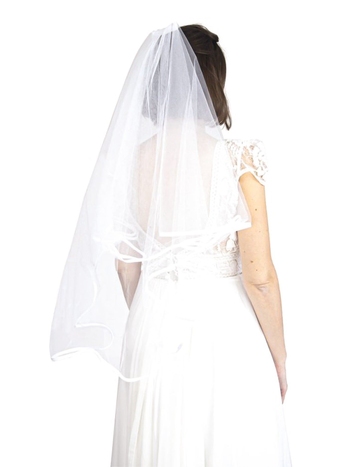 Voal de mireasă lung și alb