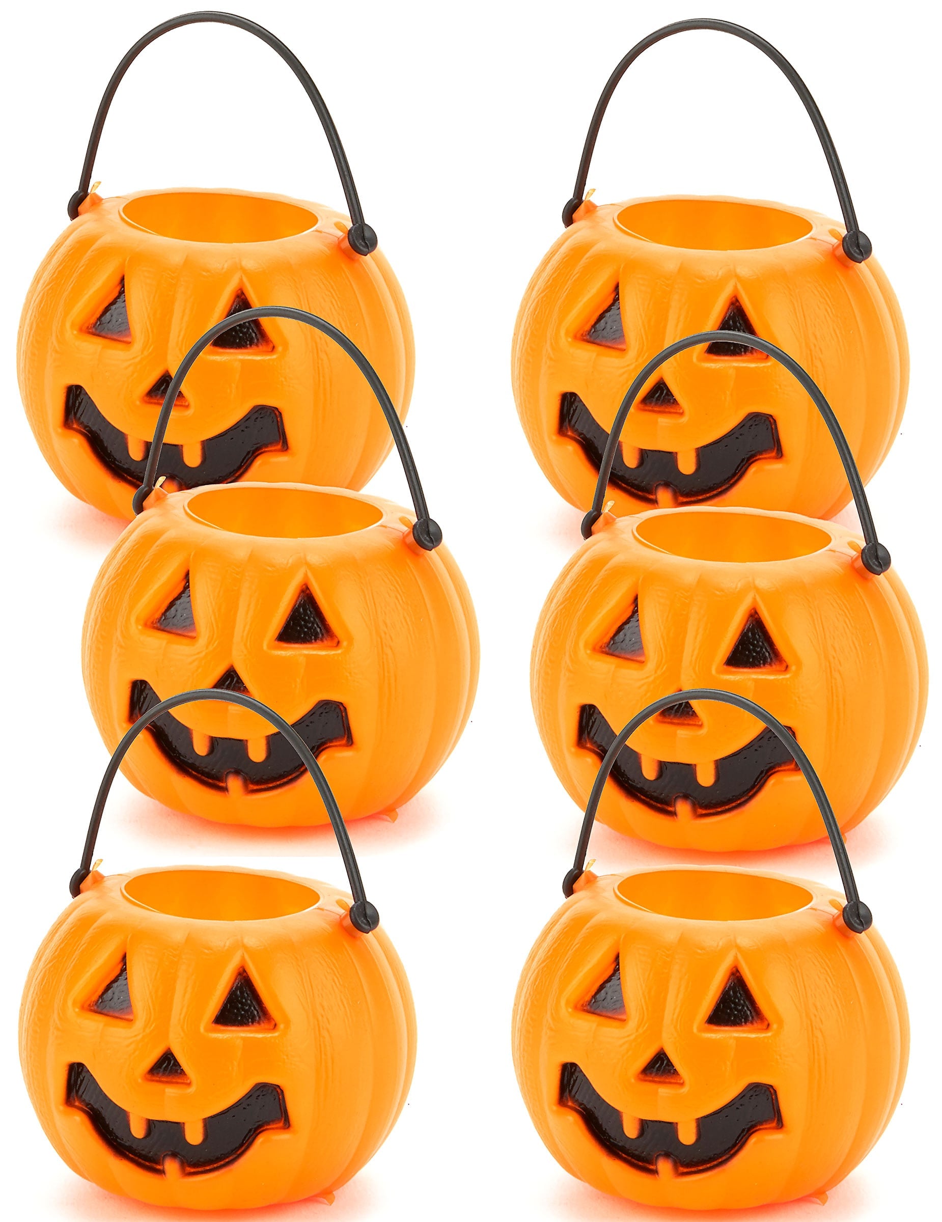 Mini seaux citrouilles d'Halloween pour enfant orange lot de 6