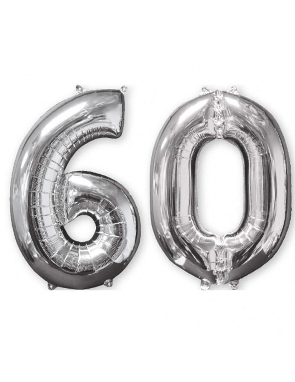 Set de 2 baloane din aluminiu cifra 60 pentru aniversare argintiu