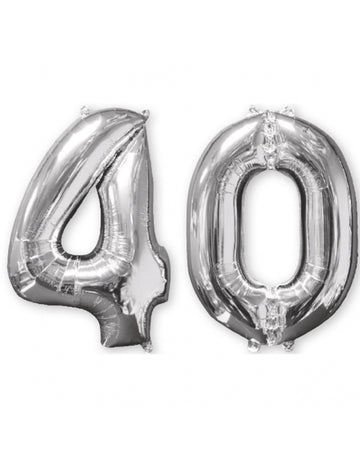 Set de 2 baloane din aluminiu Număr 40 argint 66 cm