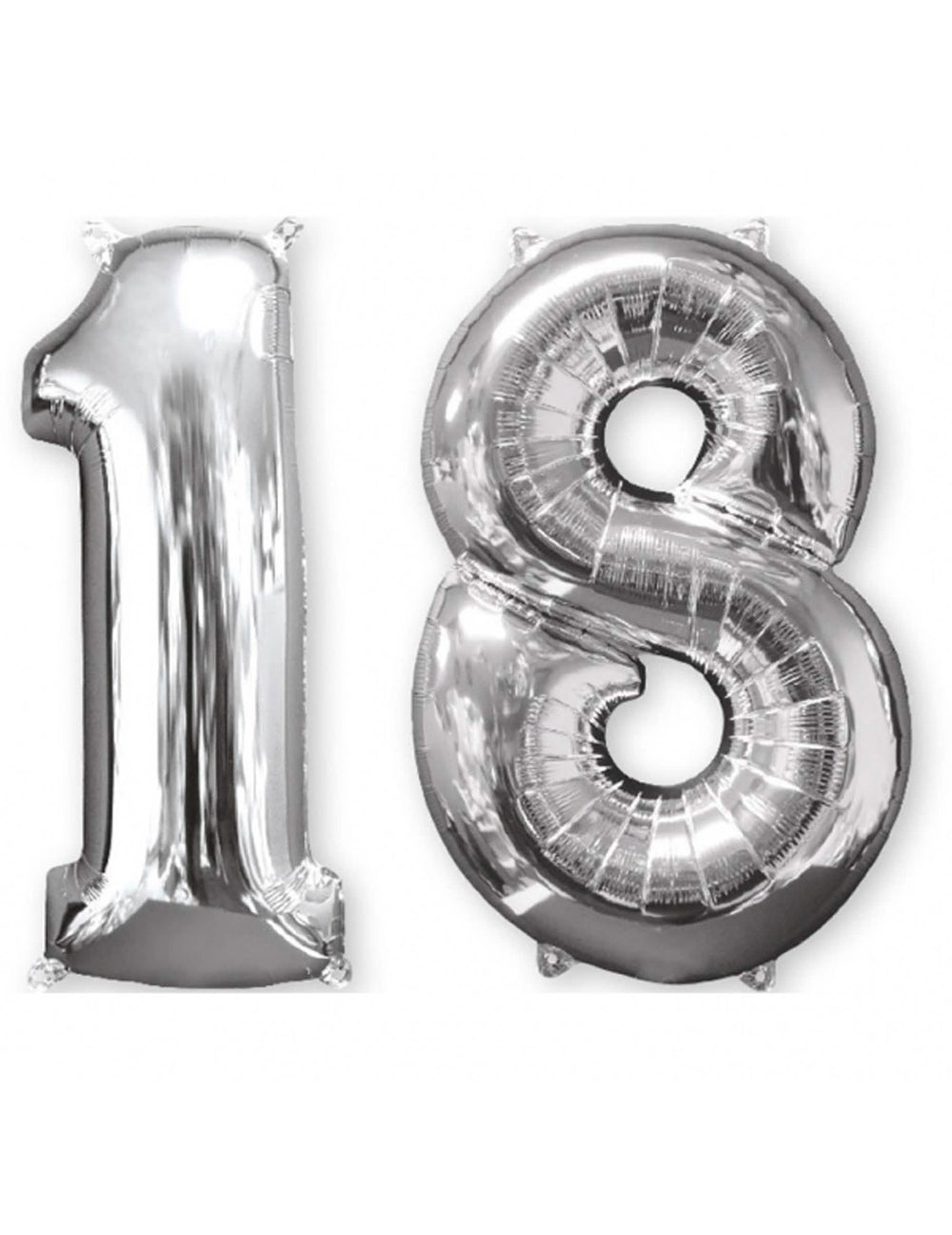 Set de 2 baloane din aluminiu cu cifra 18 pentru aniversare argintiu