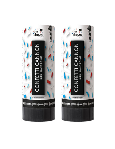 Lot de 2 canons à confettis France pour supporter bleu blanc rouge