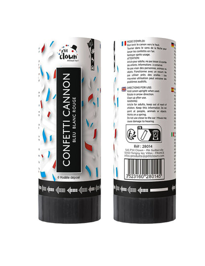 Set de 2 tunuri de confetti suporter Franța 11 cm