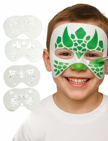 Set de 4 șabloane pentru pictură pe față cu animale pentru copii