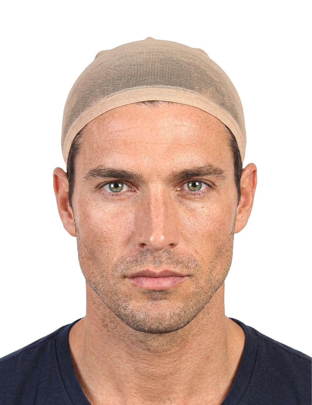 Vue de face du modèle du filet pour cheveux pour femme beige