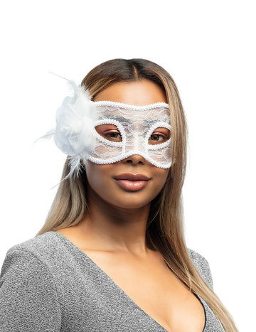 Lup cu dantelă albă cu femeie de trandafir