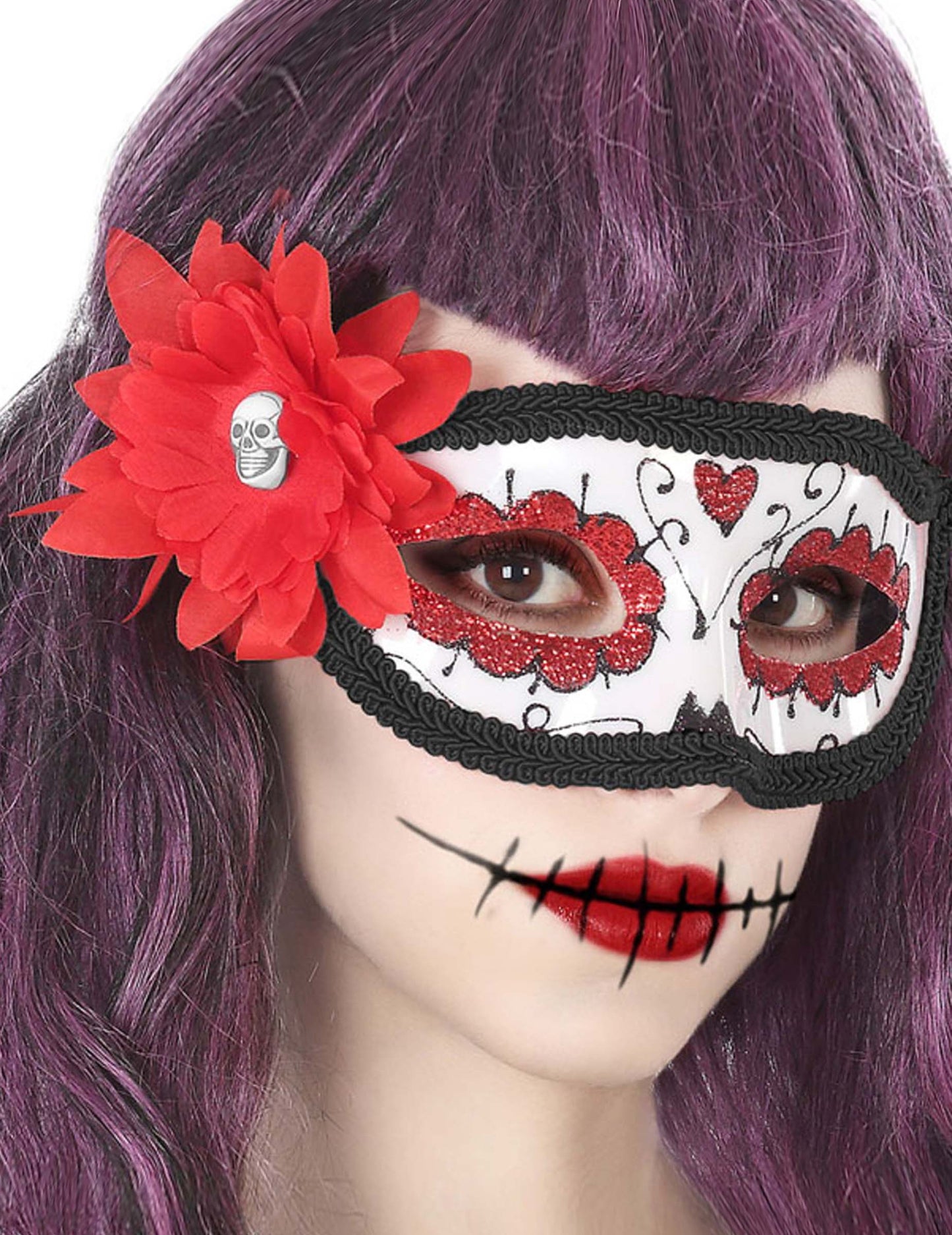 Floare roșie Dia de los Muertos Adult