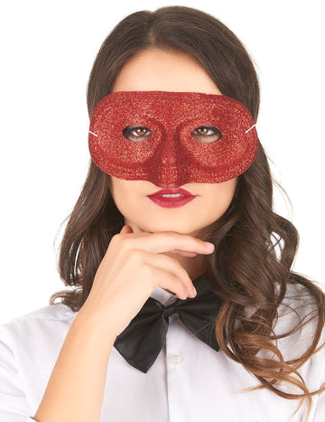 Loup à paillettes pour adulte rouge