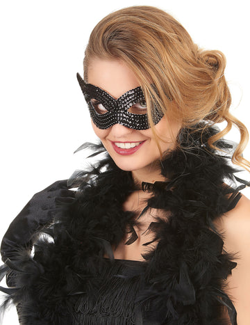 Lup venețian cu paiete negre pentru adulți