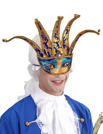 Lup venețian adult albastru și auriu cu clopoței