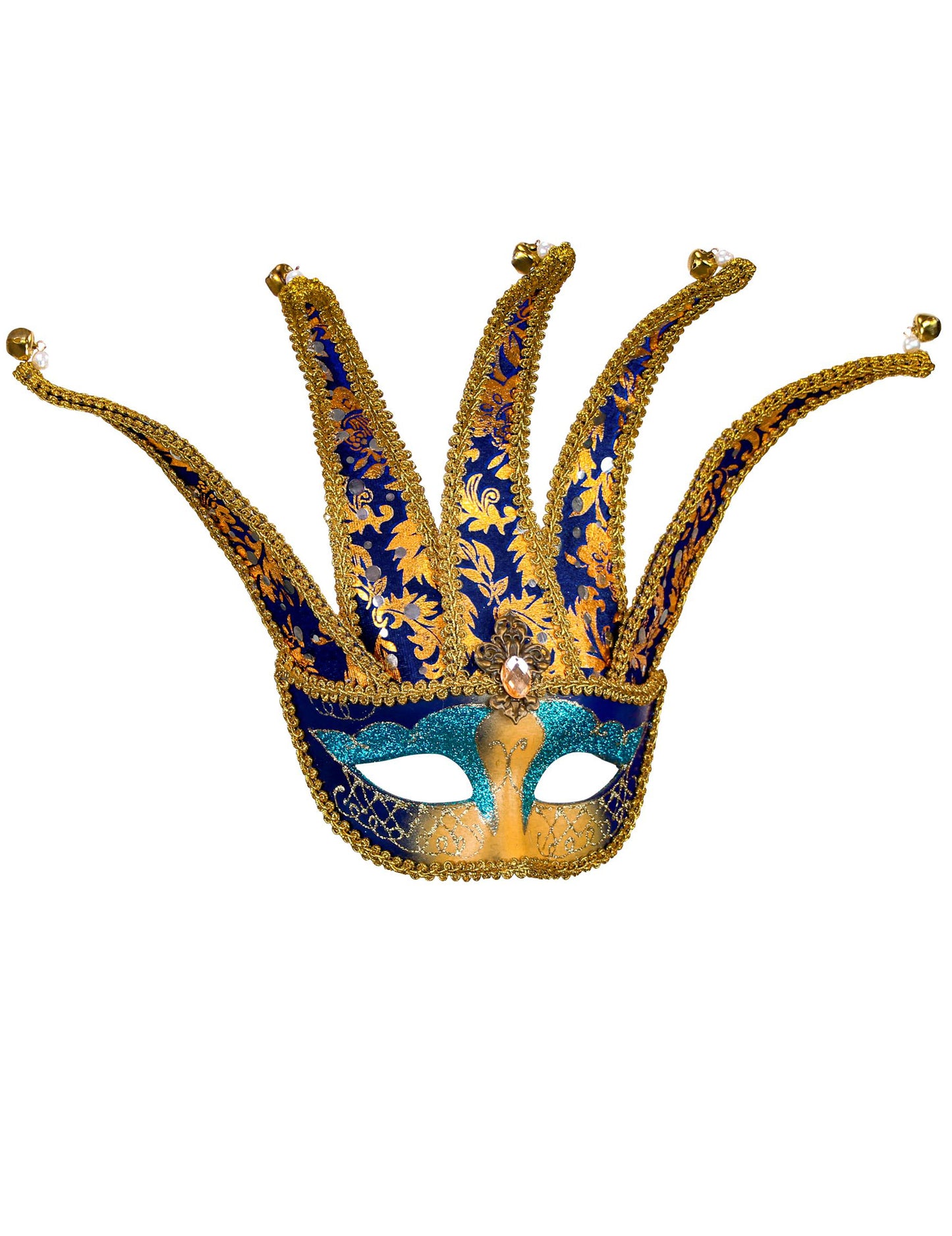 Lup venețian adult albastru și auriu cu clopoței