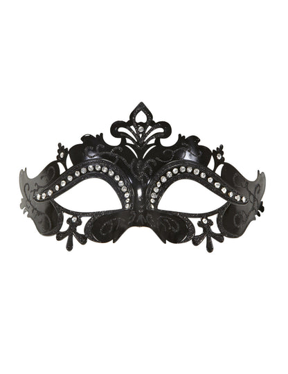 Venitian Wolf Black Adult Rhestones