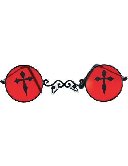 Lunette gothique ronde rouge adulte