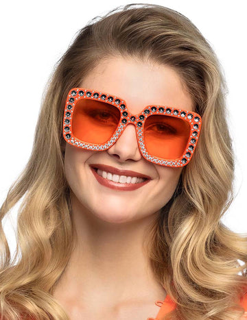Ochelari de stras portocaliu pentru adulți
