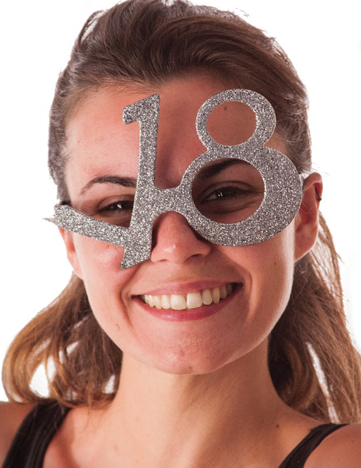 Lunettes âge 18 ans pour adulte argentées à paillettes
