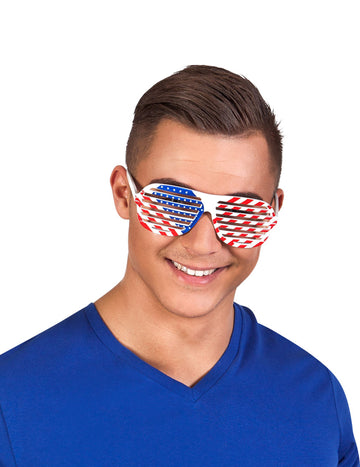 Lunettes drapeau USA pour adulte blanches à grille