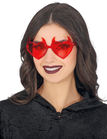 Lunettes cœurs rouges diaboliques adulte