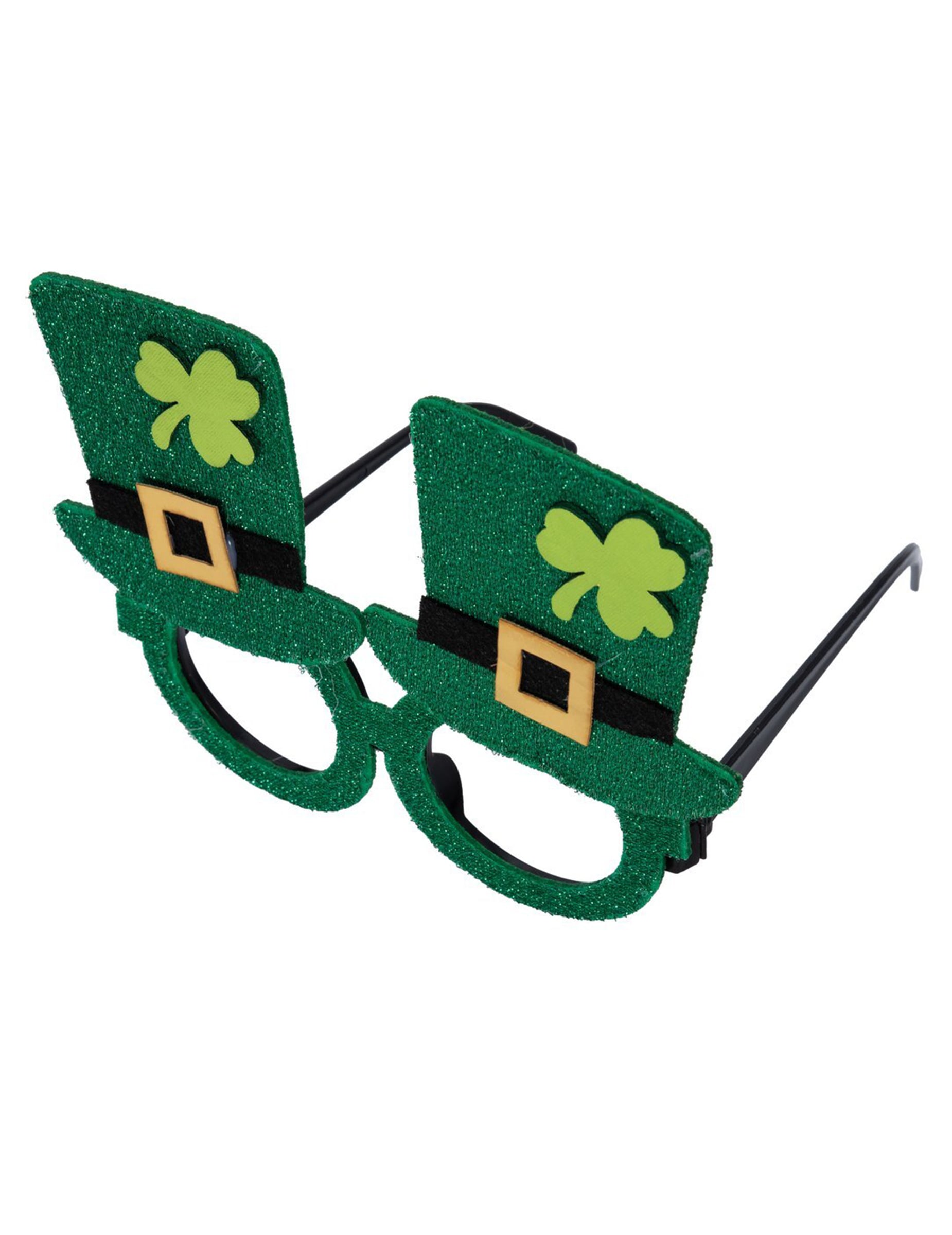 Vue de trois-quarts des lunettes chapeaux Saint Patrick