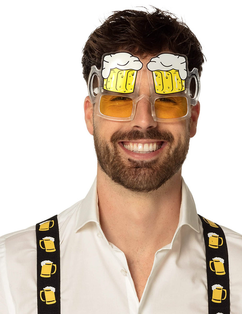 Lunettes chopes de bière pour adulte jaune et blanc