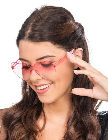 Ochelari de inimă pahare afumate roz pentru adulți