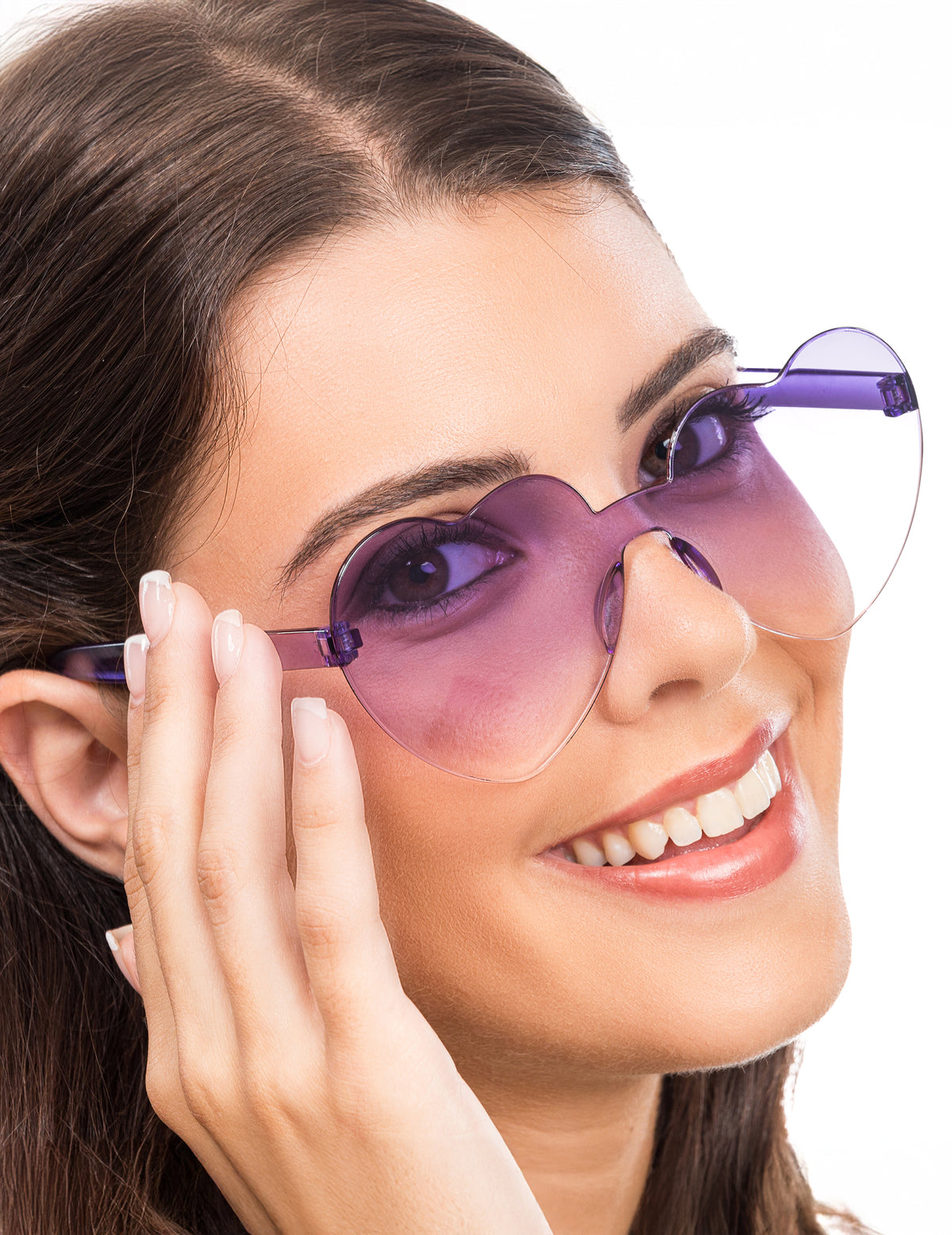 Lunettes coeur pour adulte verres fumés violets