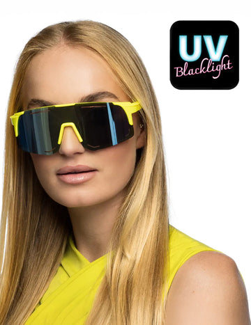 Lunettes de fête jaune fluo adulte