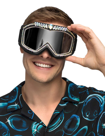 Lunettes de ski noires avec strass adulte