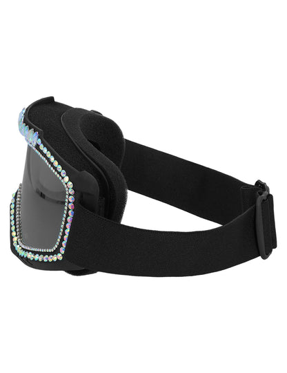 Lunettes de ski noires avec strass adulte