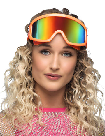 Lunettes de ski orange fluo adulte