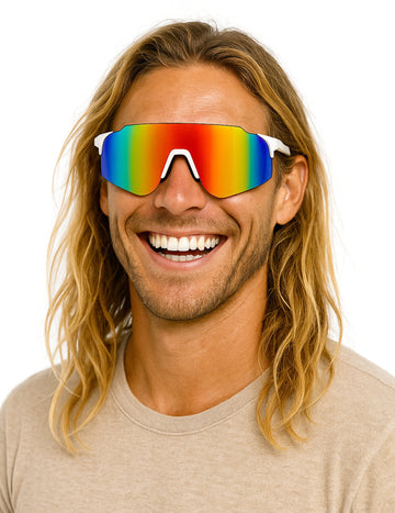 Lunettes de sportif arc en ciel adulte