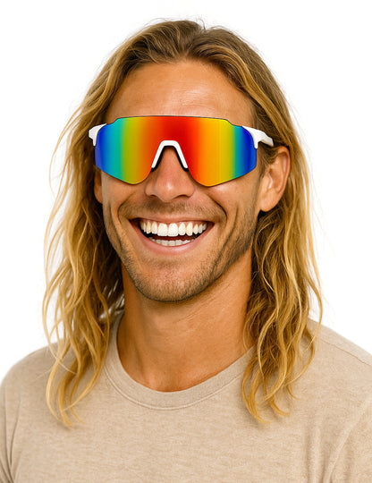 Lunettes de sportif arc en ciel adulte