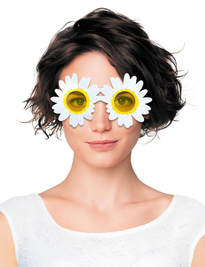 Lunettes fleurs marguerites pour adulte blanches et jaunes