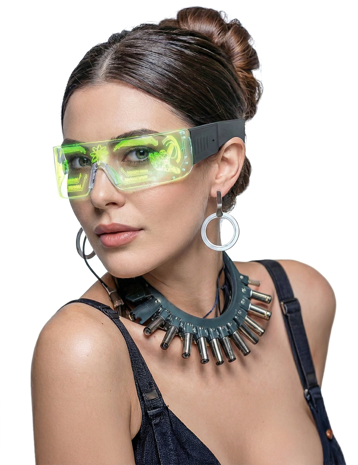 Vue portée des lunettes futuristes avec LED