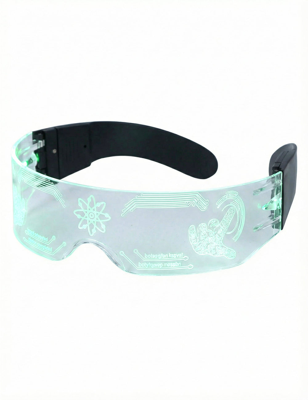 Vue de profil des lunettes futuristes avec LED
