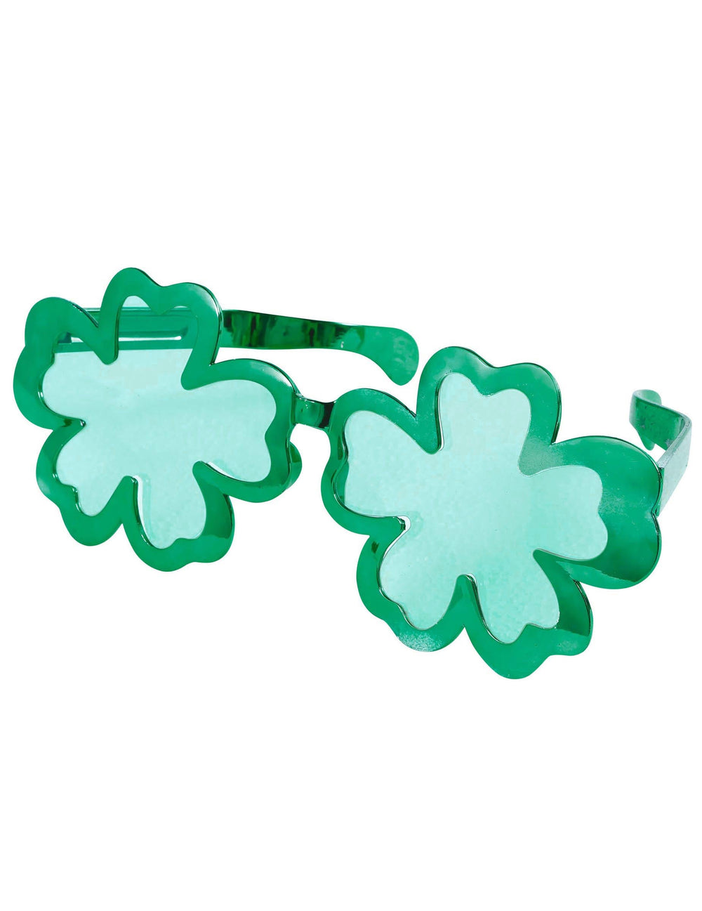 Vue de trois-quarts des lunettes géantes trèfles Saint Patrick