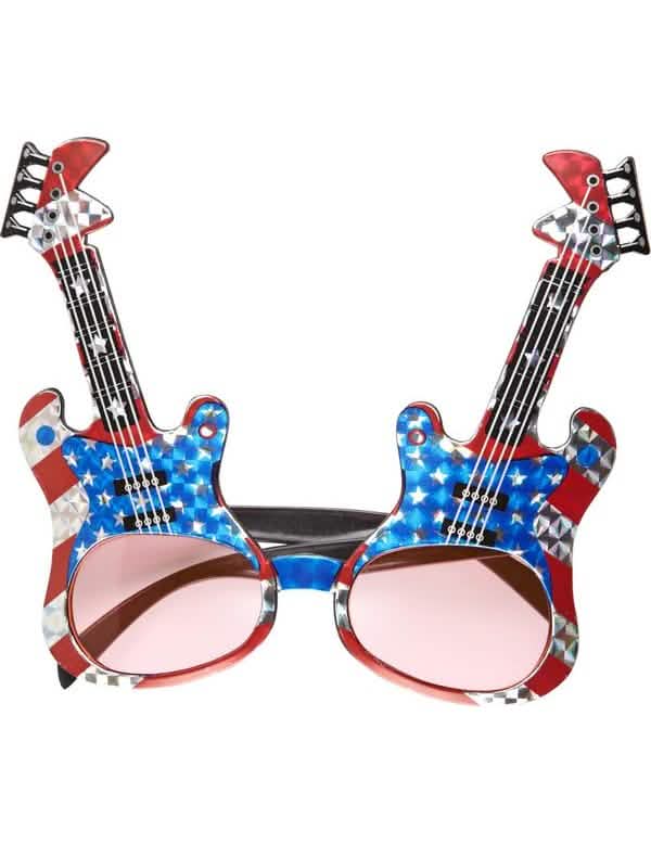 ochelari chitară rock americană pentru adult albastru alb roșu cu stele